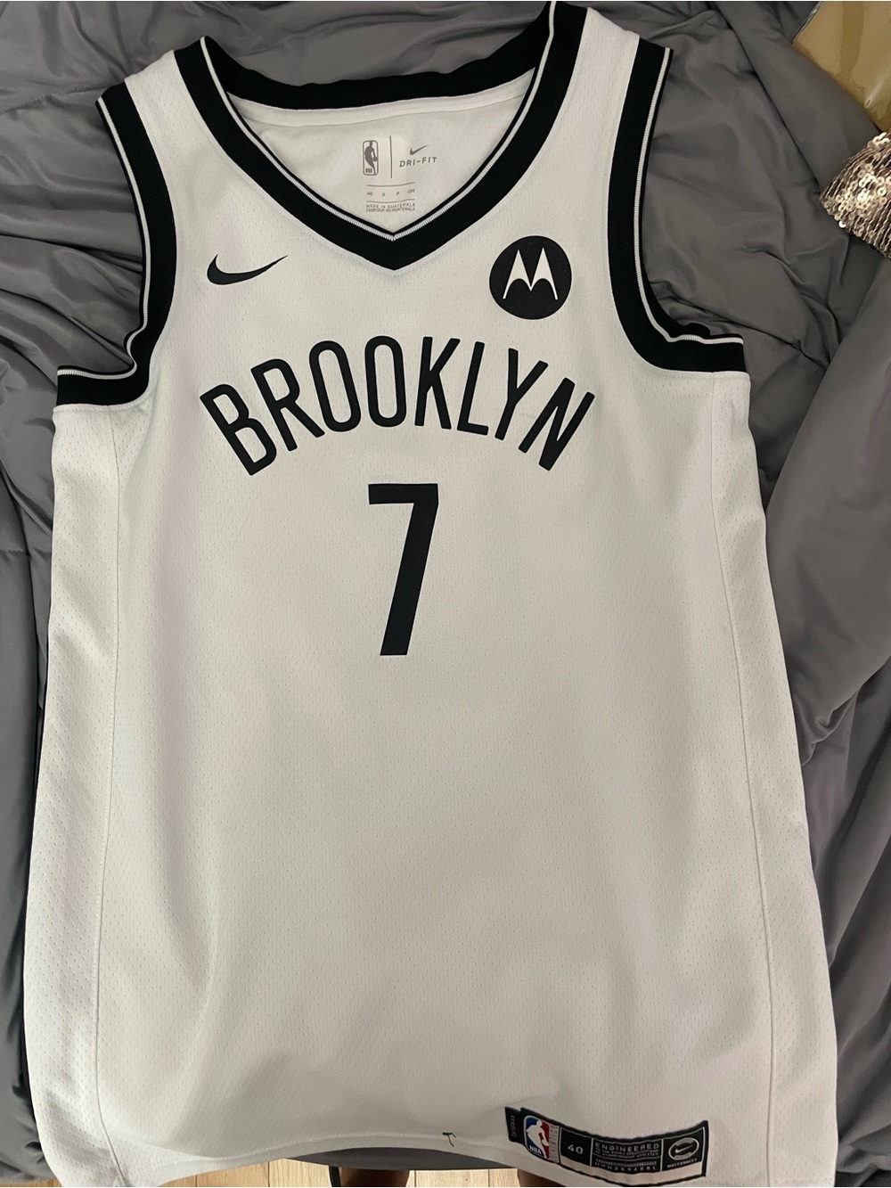 Nike Brooklyn White & Black Basketball Jersey #7